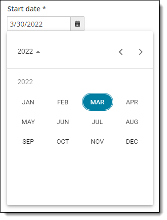 Select the desired month from list.